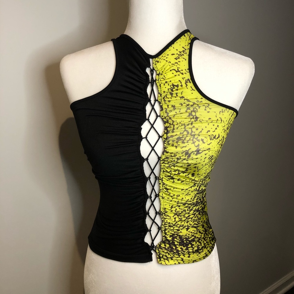 Sexy black & yellow snake print elastic top, NWT
